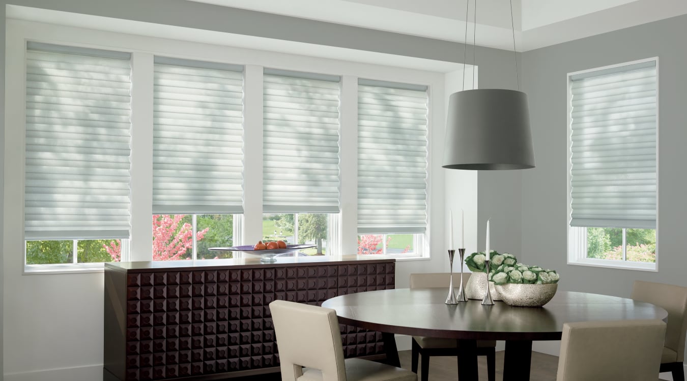 Cordless motorized shades in a Phoenix dining room
